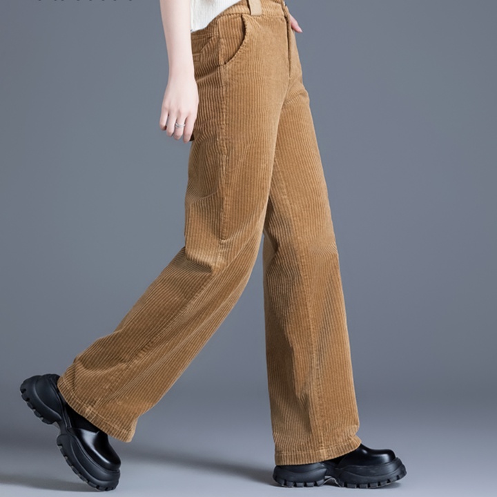 ストレートパンツ ゆったりシルエット太畝コーデュロイパンツ
