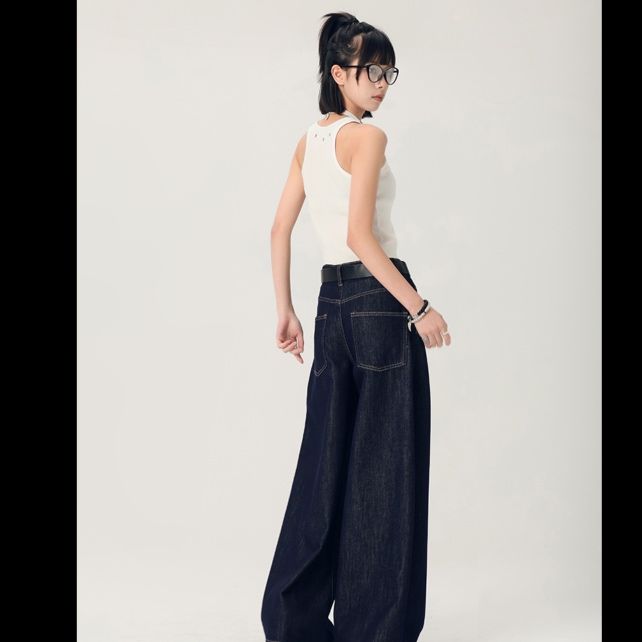 ストレートパンツ ゆったりワイドシルエットデニム