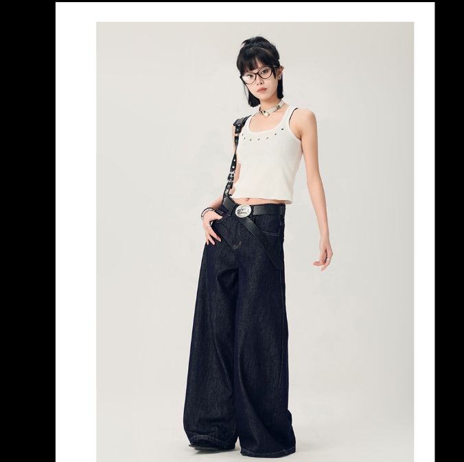 ストレートパンツ ゆったりワイドシルエットデニム