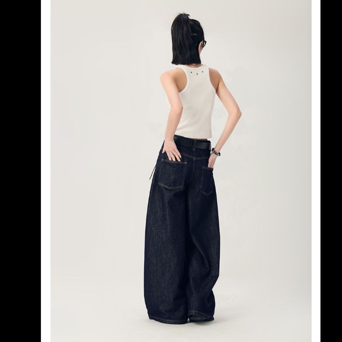 ストレートパンツ ゆったりワイドシルエットデニム