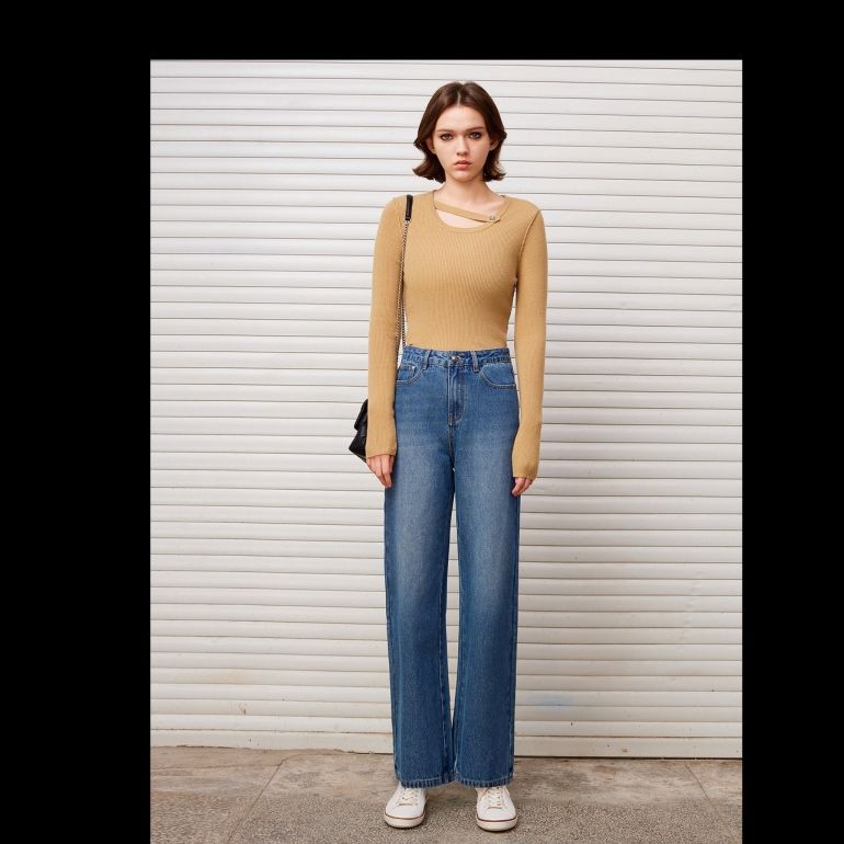 ストレートパンツ すっきりシルエット定番デニム
