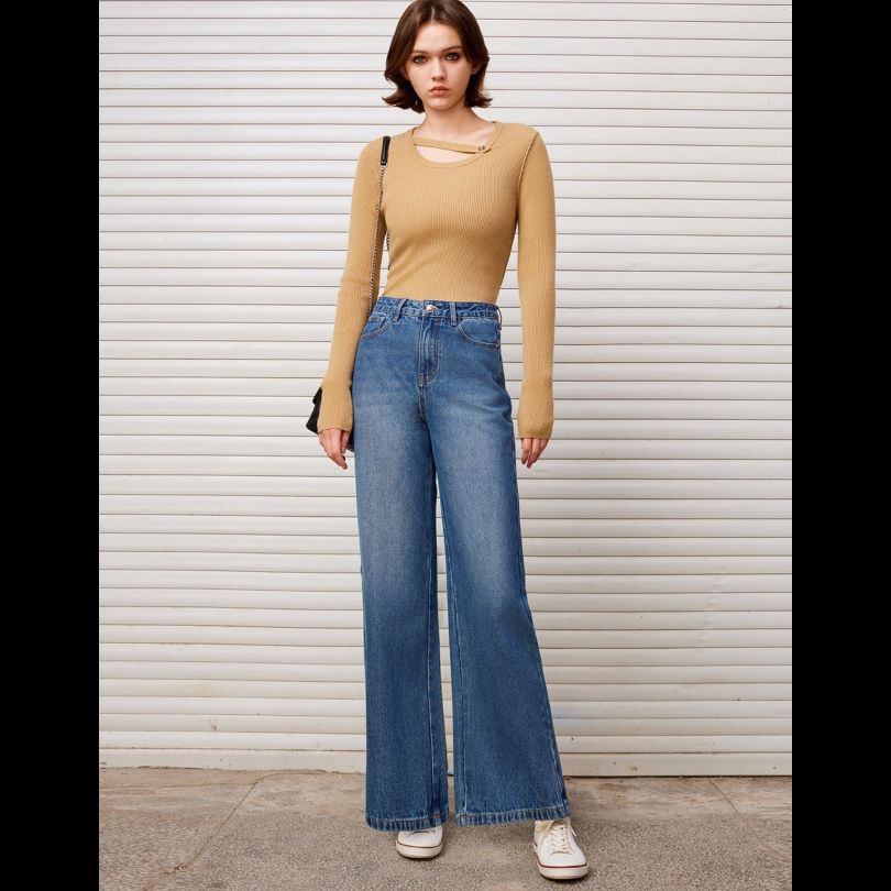 ストレートパンツ すっきりシルエット定番デニム