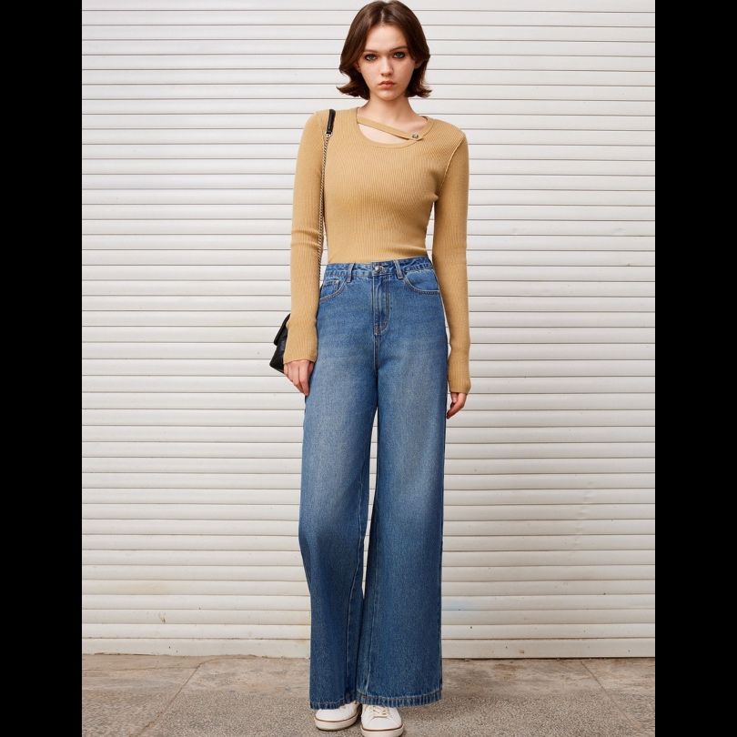 ストレートパンツ すっきりシルエット定番デニム