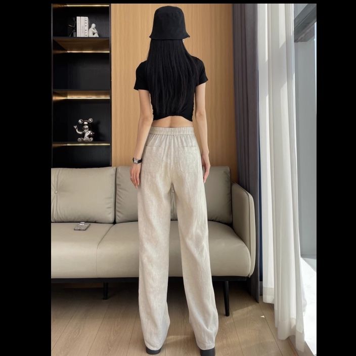ストレートパンツ 涼やか麻素材のストレートパンツ