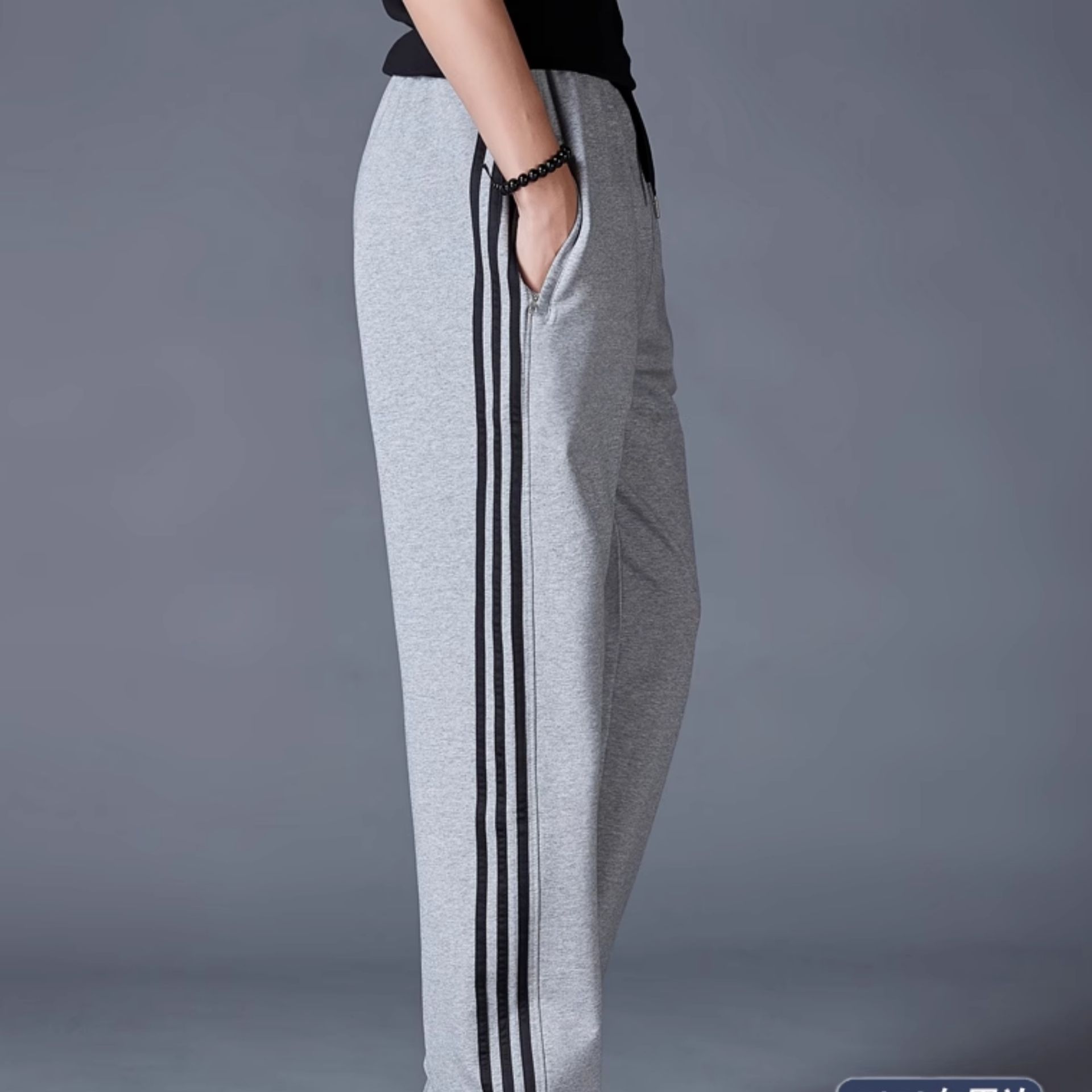 ストレートパンツ 三本線ストレートスウェットパンツ