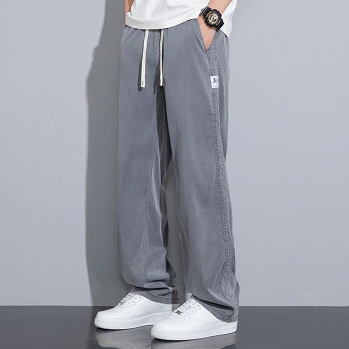 ストレートパンツ デニム風リラックスストレートパンツ