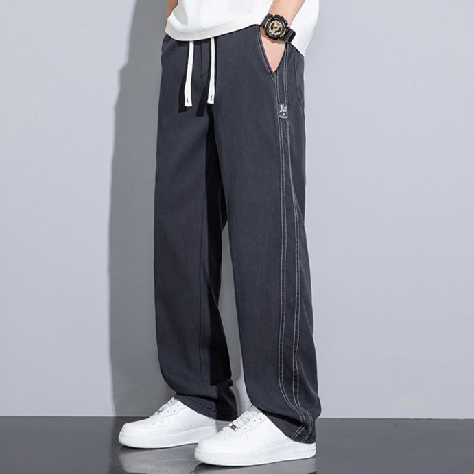 ストレートパンツ デニム風リラックスストレートパンツ