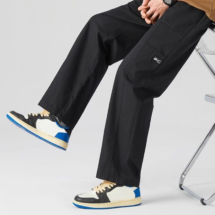 ストレートパンツ デニム風リラックスストレートパンツ