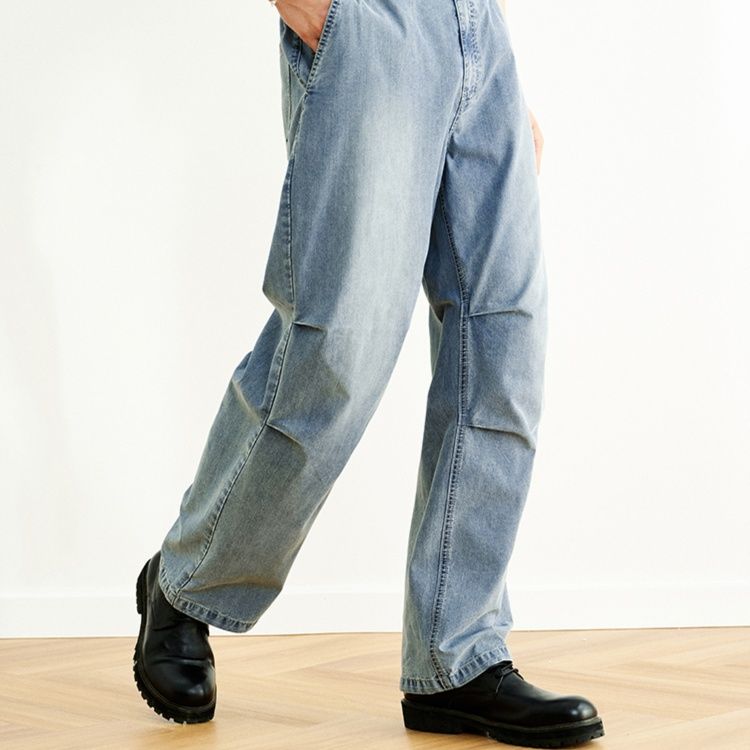 ストレートパンツ 立体ポケットデザインストレートデニム