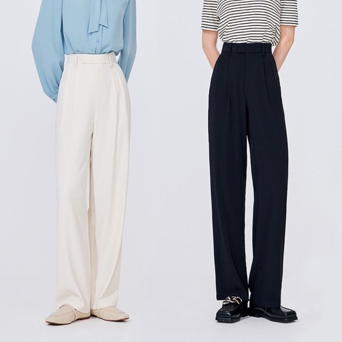 ストレートパンツ 洗練ハイウエストストレートスラックス