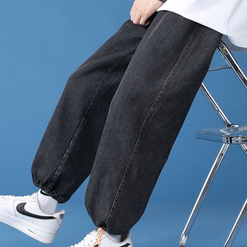 ストレートパンツ 裾絞りゆったりデニムパンツ
