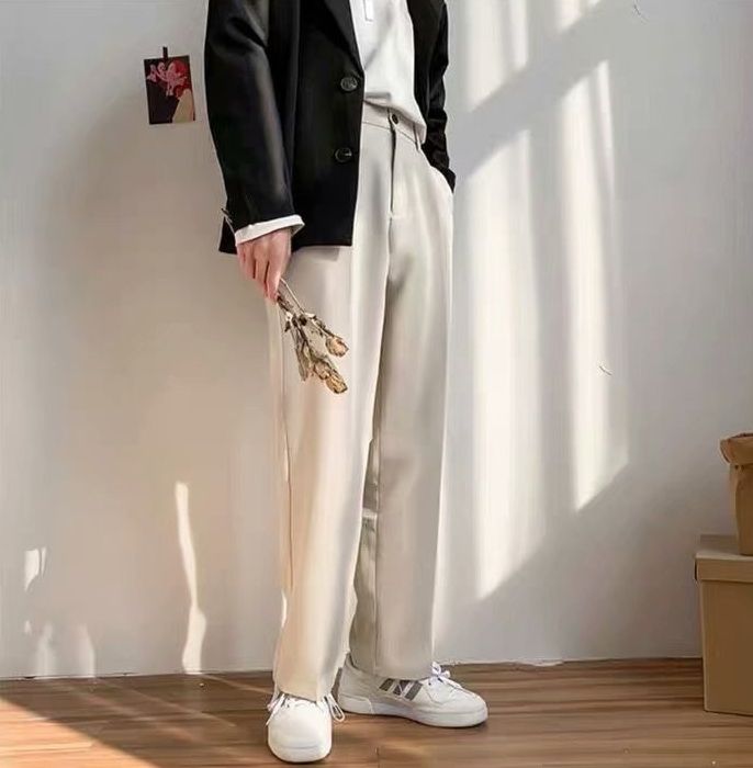 ストレートパンツ ドレープ感ワイドストレートスラックス