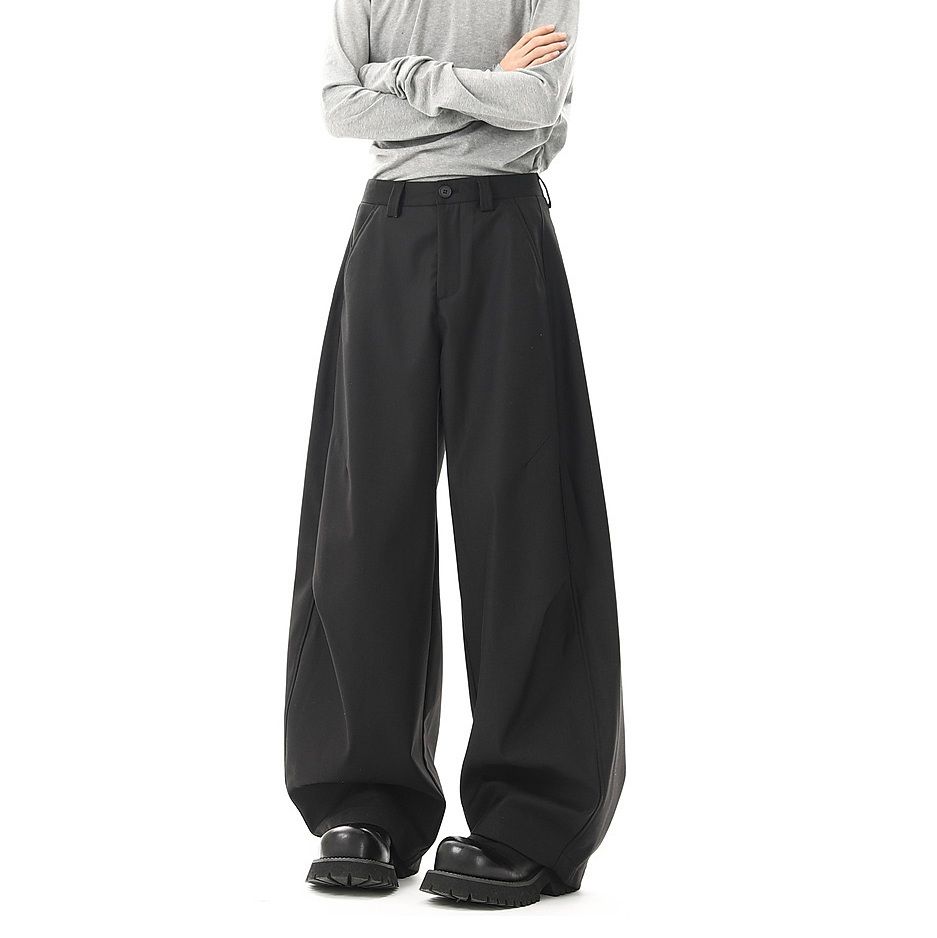 ストレートパンツ レトロワイドシルエットスラックス
