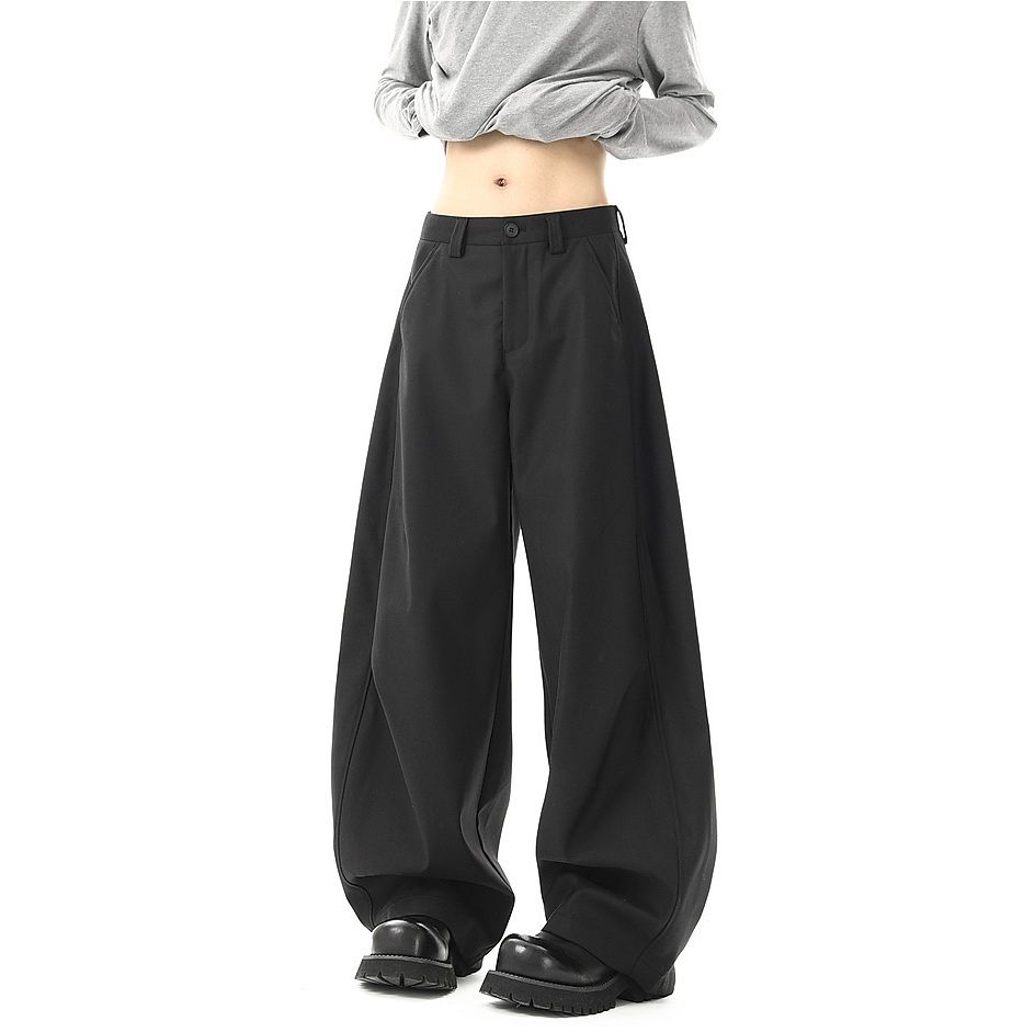 ストレートパンツ レトロワイドシルエットスラックス