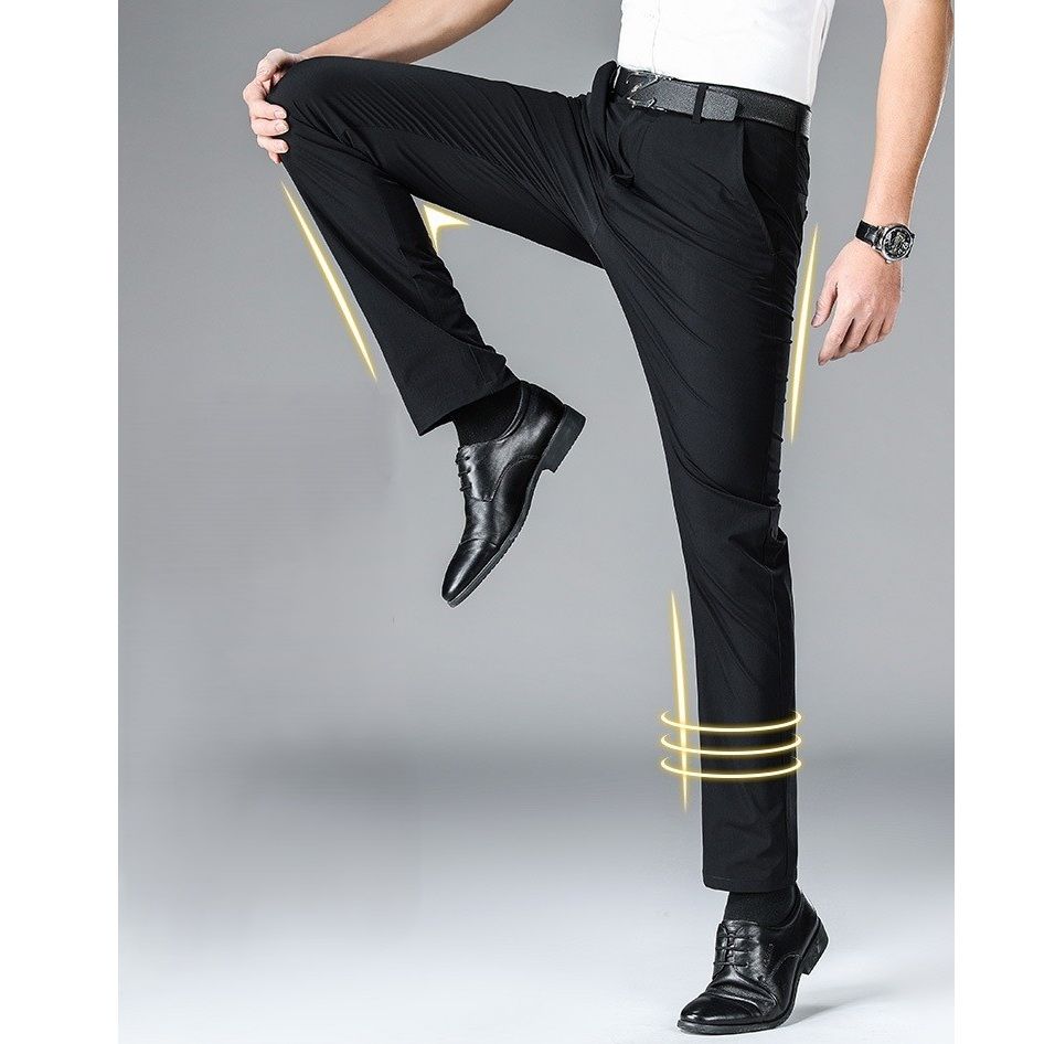 ストレートパンツ 涼感ストレッチ ビジネスストレートパンツ