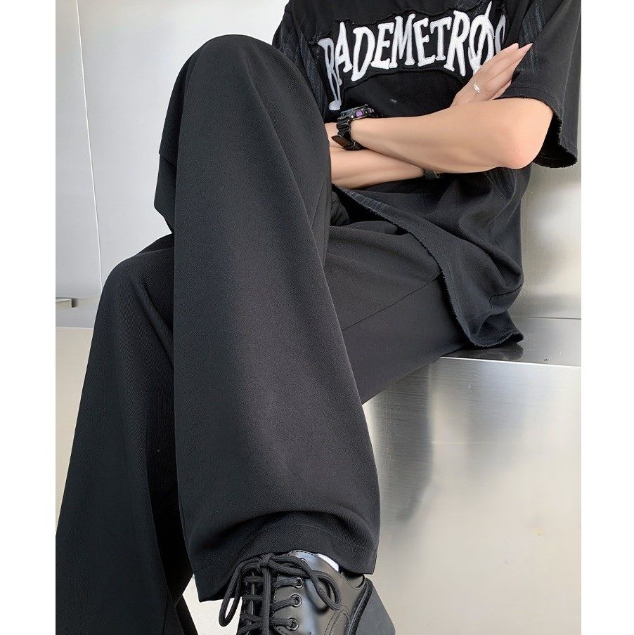 ストレートパンツ 上質感微喇叭シルエットストレートパンツ