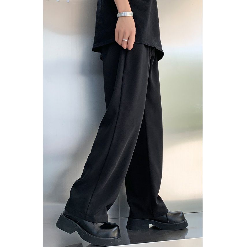 ストレートパンツ 上質感微喇叭シルエットストレートパンツ