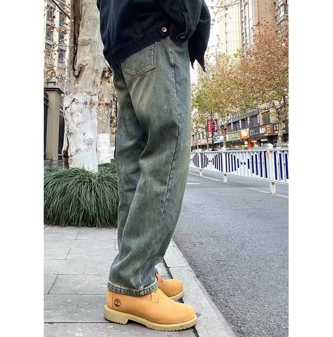 ストレートパンツ ヴィンテージ風ゆったりストレートデニム