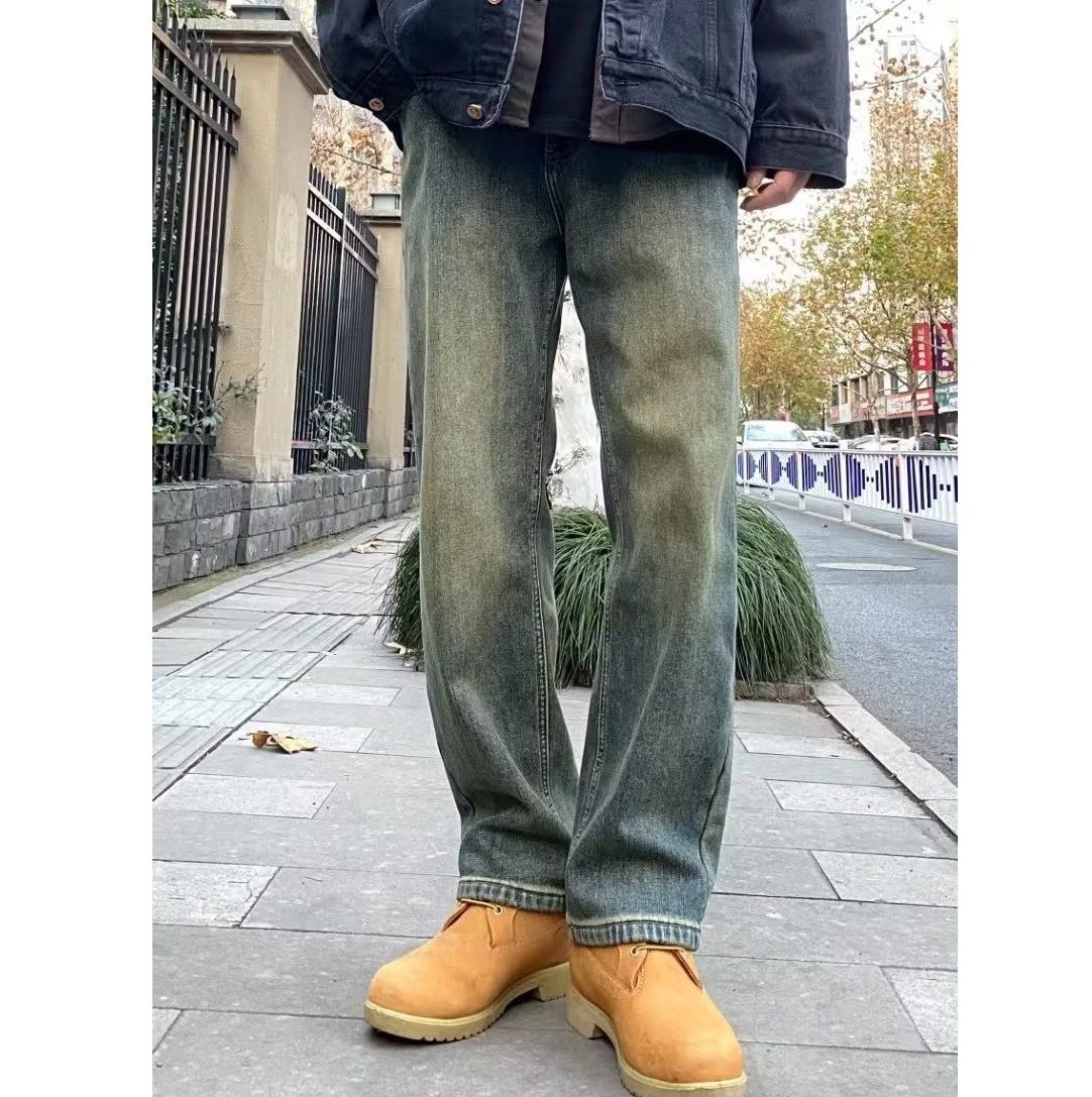 ストレートパンツ ヴィンテージ風ゆったりストレートデニム