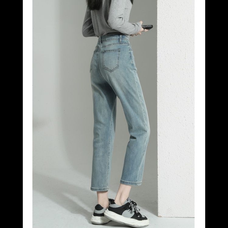 ストレートパンツ すっきりシルエット 九分丈デニム