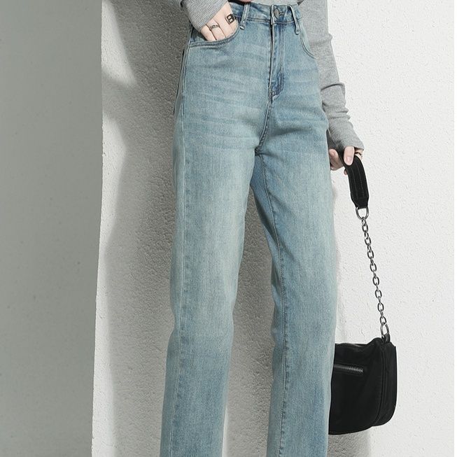 ストレートパンツ すっきりシルエット 九分丈デニム