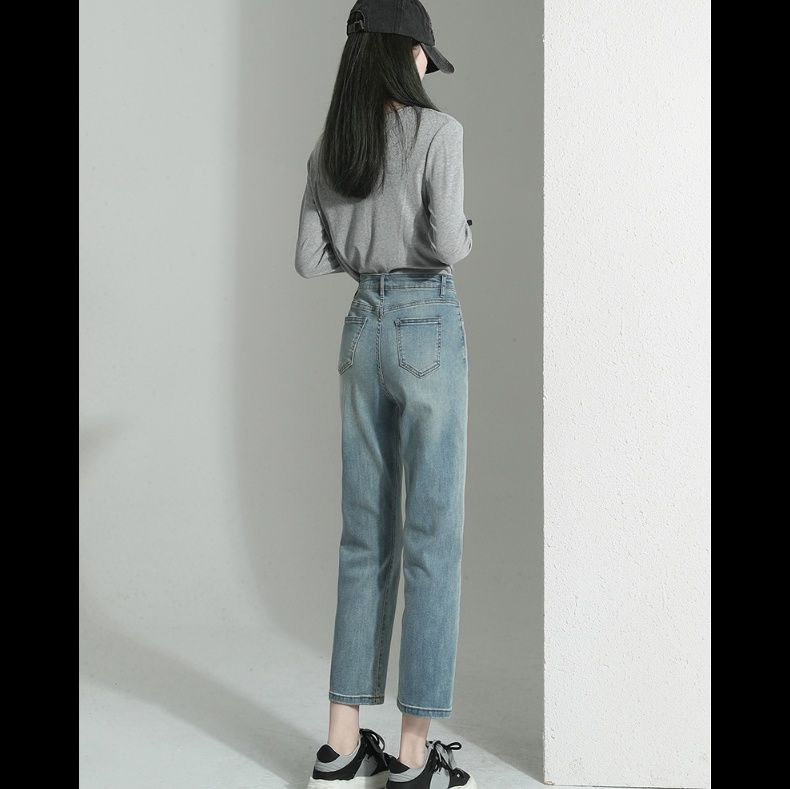 ストレートパンツ すっきりシルエット 九分丈デニム