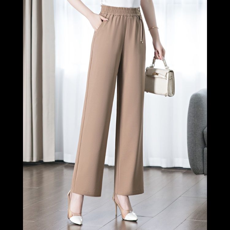 ストレートパンツ ウエスト紐付き上質ストレートスラックス