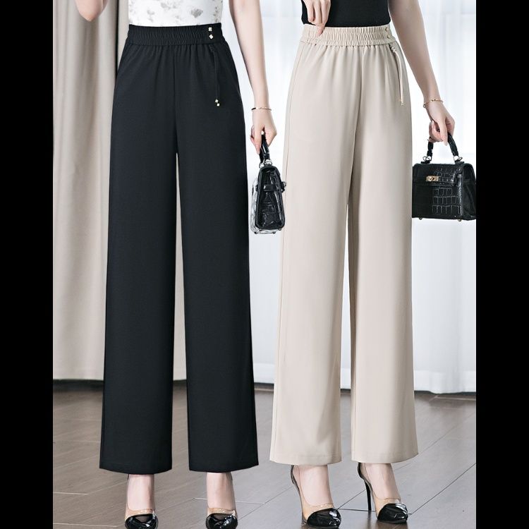 ストレートパンツ ウエスト紐付き上質ストレートスラックス