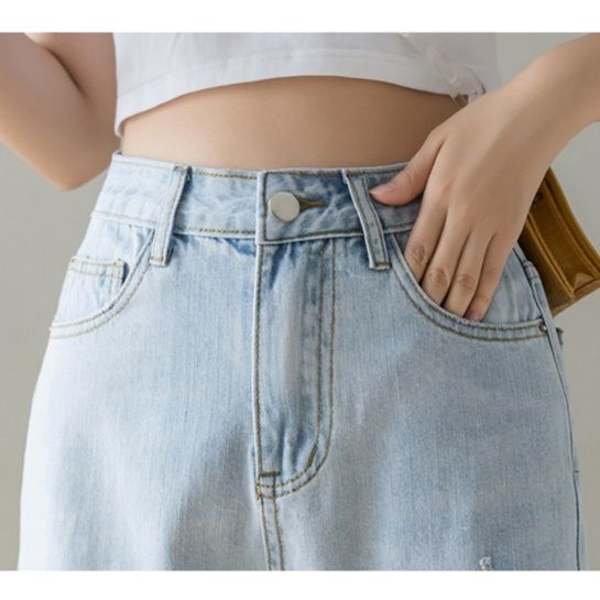 ストレートパンツ ヴィンテージ風ダメージ加工ストレートデニム