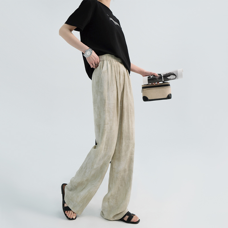 ストレートパンツ しなやかリネンワイドパンツ