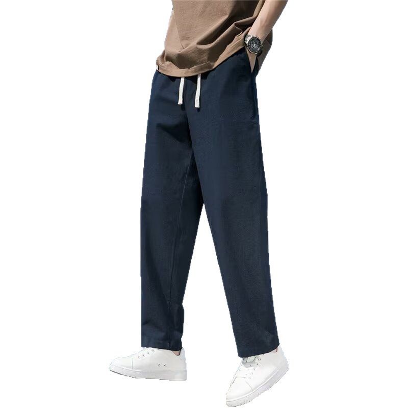 麻混紡素材 ゆったりストレートパンツ
