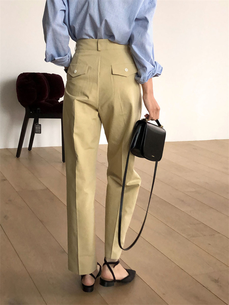通勤対応ハイウエストストレートパンツ