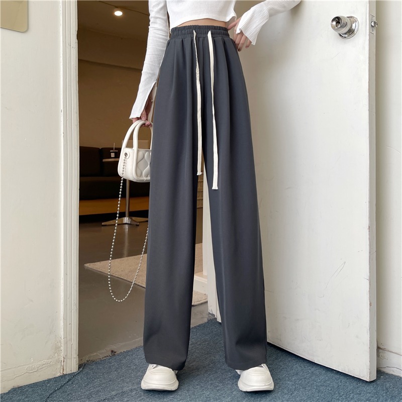レディース ゴムウエスト ストレートパンツ 美脚 脚長効果