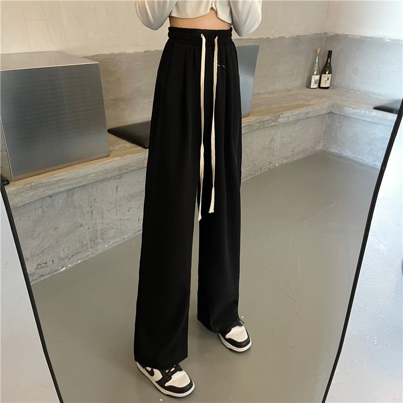 レディース ゴムウエスト ストレートパンツ 美脚 脚長効果