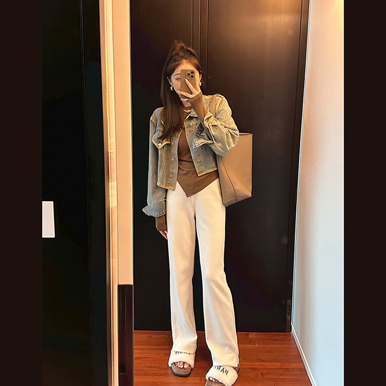 レディース裏起毛コーデュロイストレートパンツ