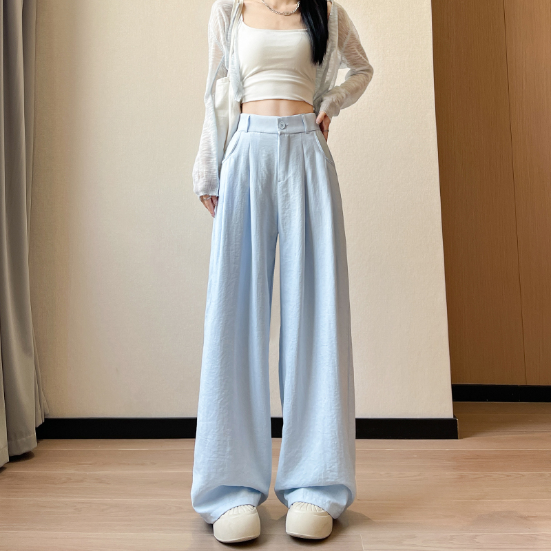 ストレートパンツ ワイドシルエット ドレープスラックス