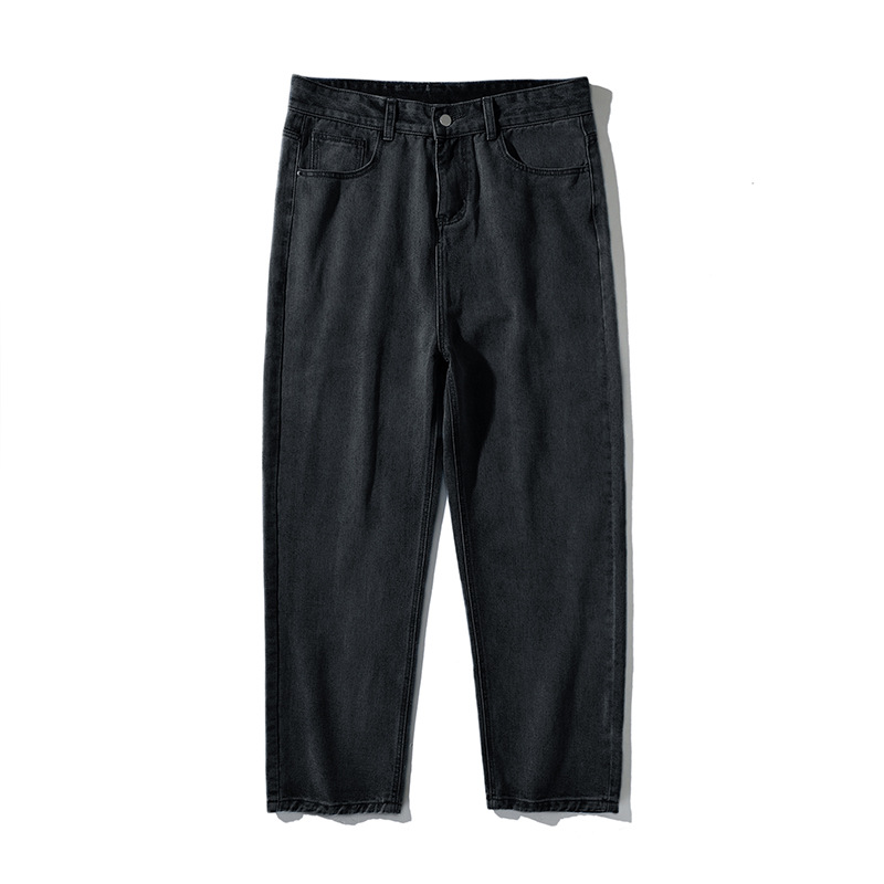 ストレートパンツ シンプルウォッシュ加工ストレートデニムパンツ