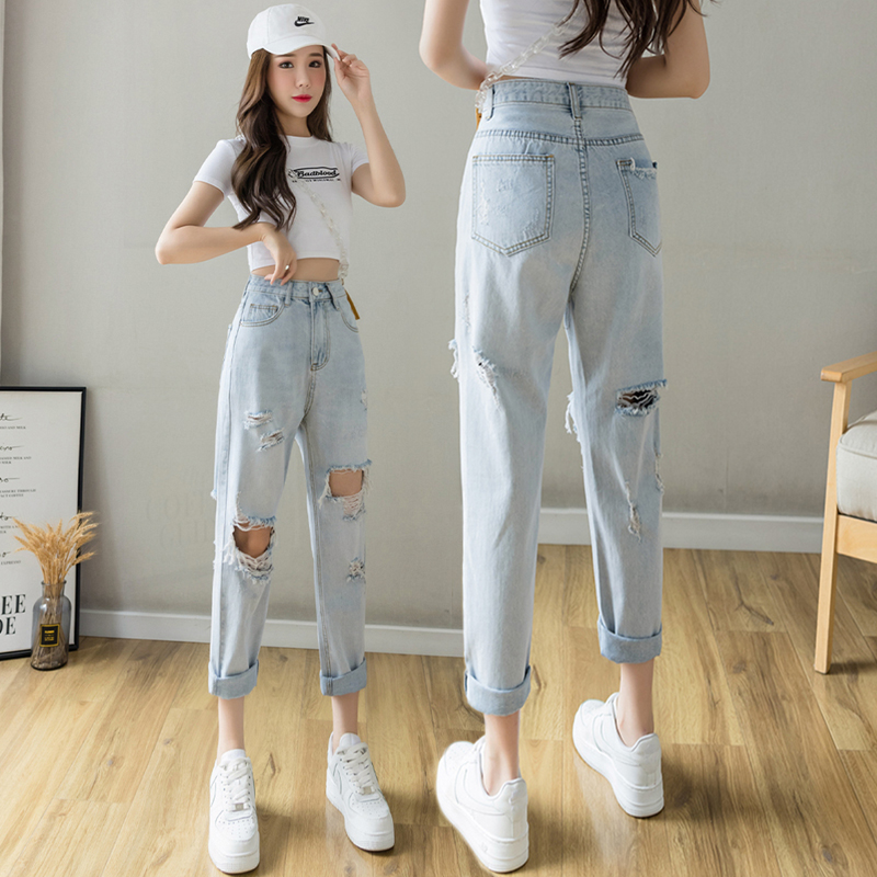 ストレートパンツ ヴィンテージ風ダメージ加工ストレートデニム
