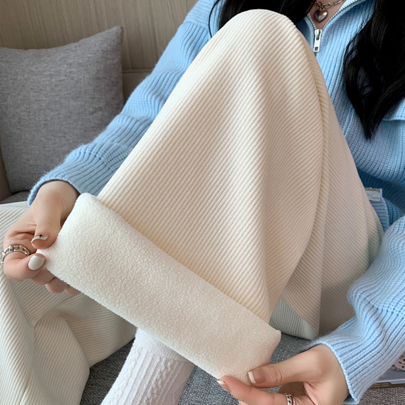 ストレートパンツ あったか起毛リブストレートパンツ