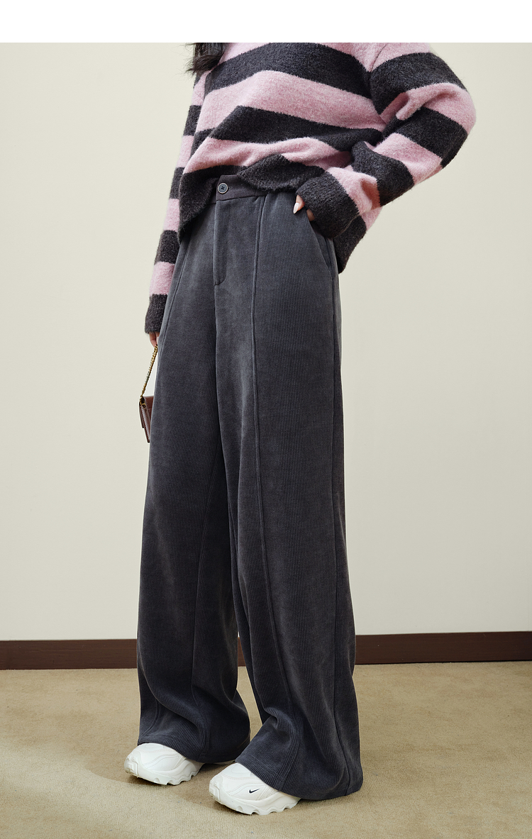 ストレートパンツ ゆったりコーデュロイワイドパンツ