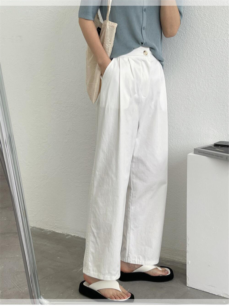 肌にやさしいコットン混ストレートパンツ