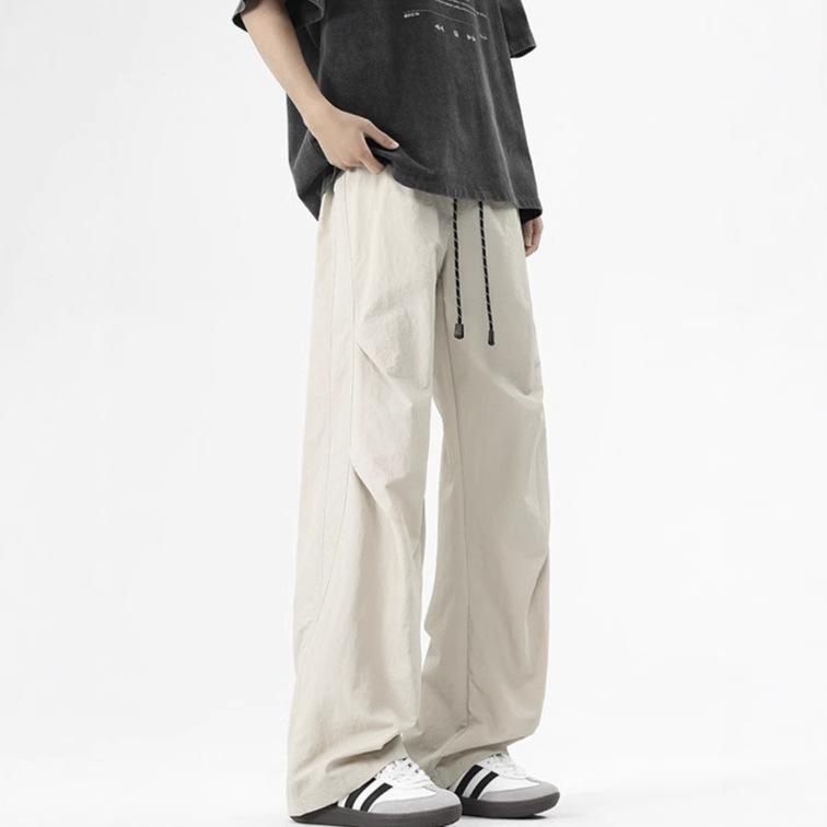 ストレートパンツ 紐付きゆったりカーゴパンツ