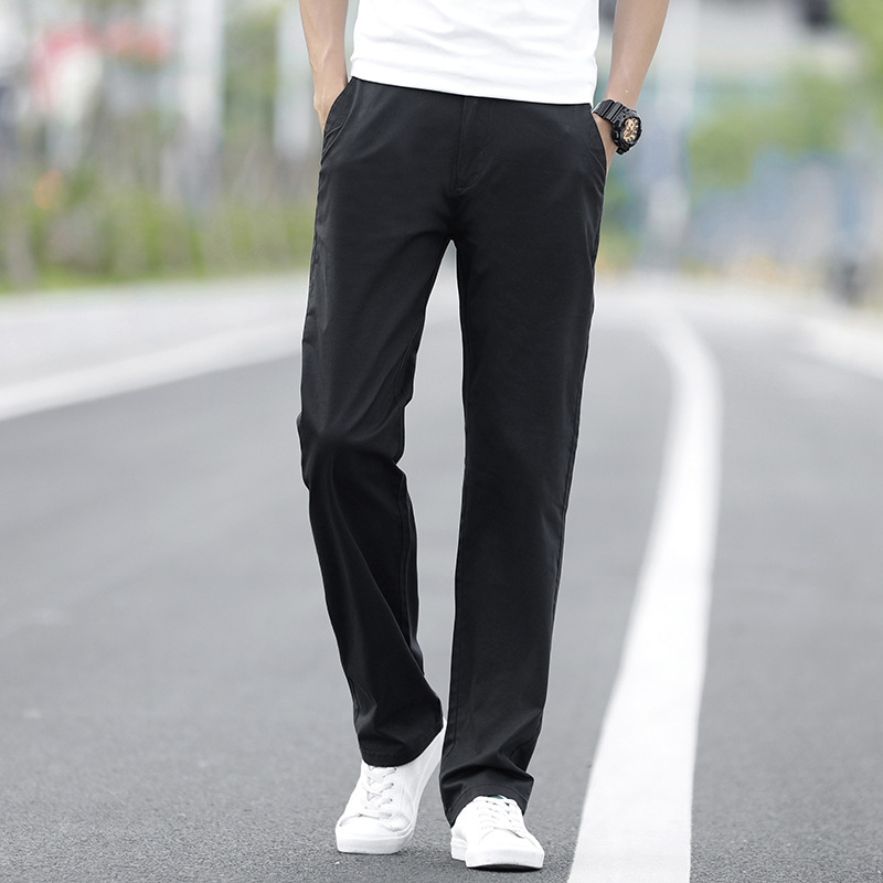 ストレートパンツ 純綿ゆったりストレートスラックス