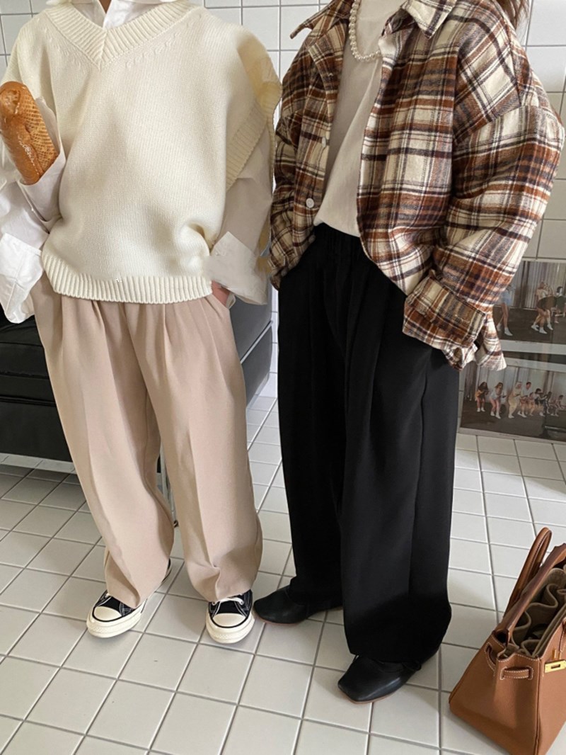 韓国子供服 女の子 男の子 無地 ストレートパンツ