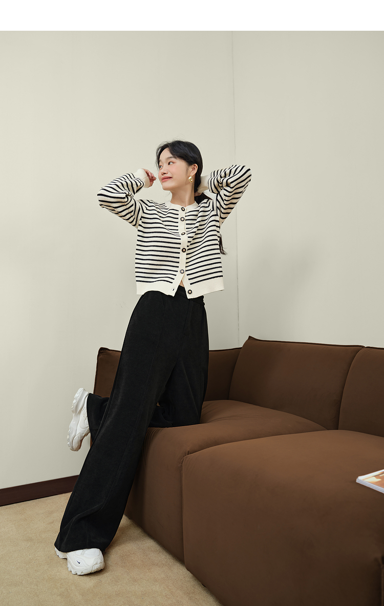 ストレートパンツ ゆったりコーデュロイワイドパンツ