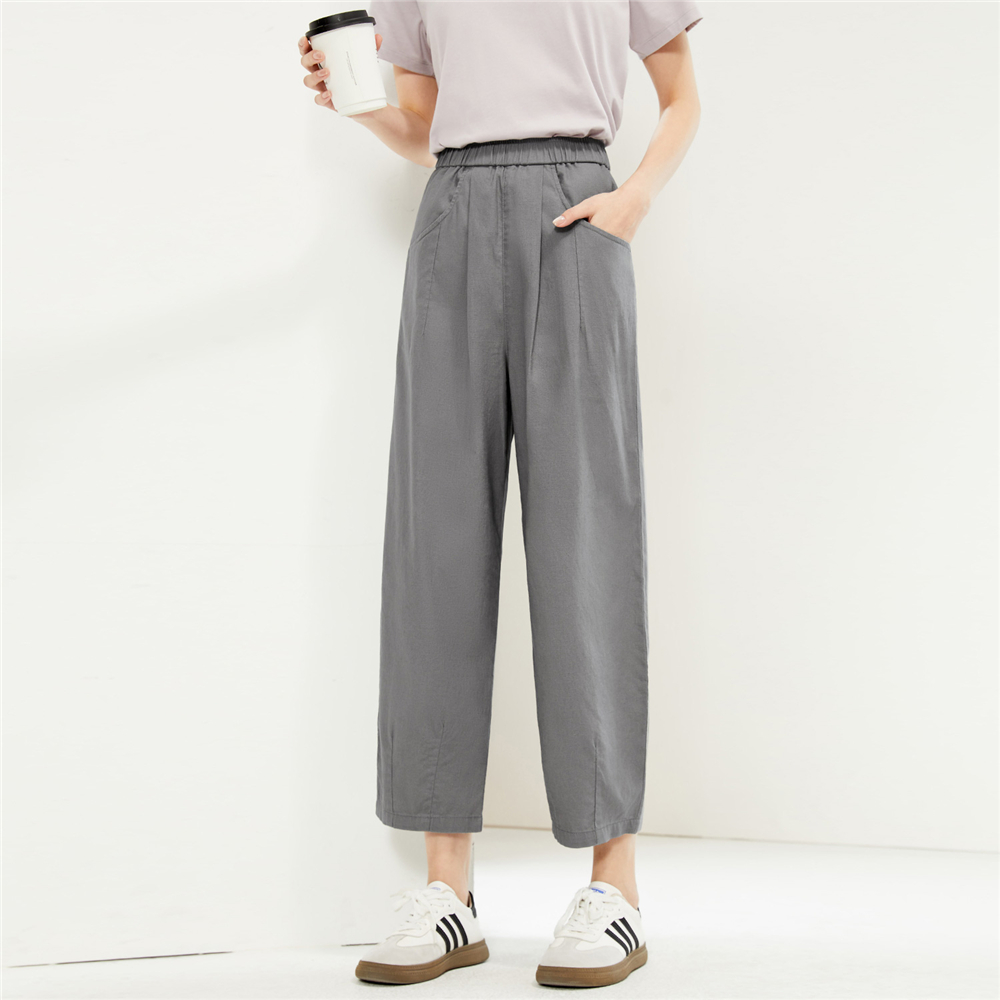 ストレートパンツ ゆったりシルエット リネンワイドパンツ