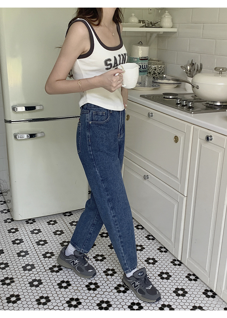 ストレートパンツ ゆったりハイウエストデニムパンツ ストレートシルエット