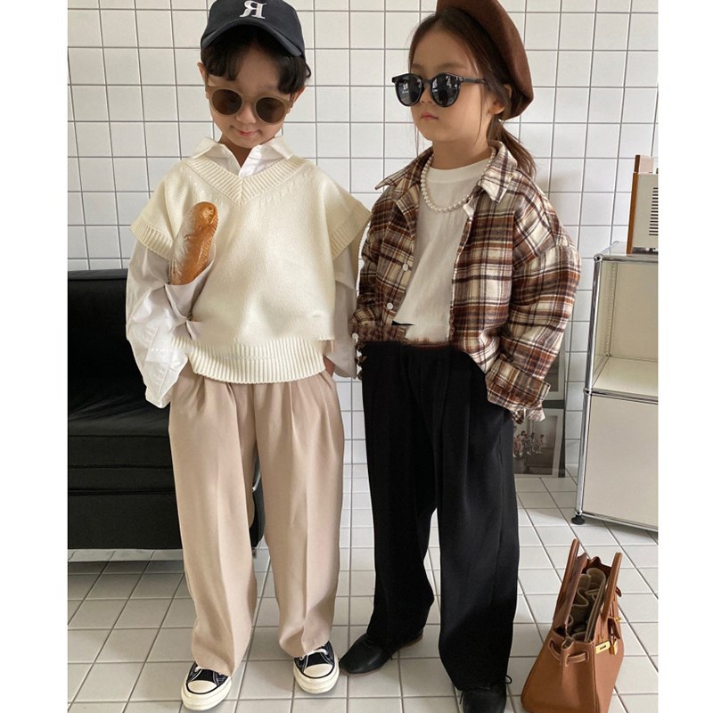 韓国子供服 女の子 男の子 無地 ストレートパンツ