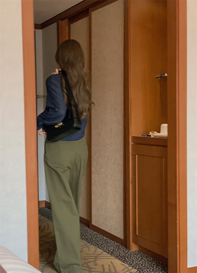 ハイウエスト ストレートパンツ オリーブグリーン