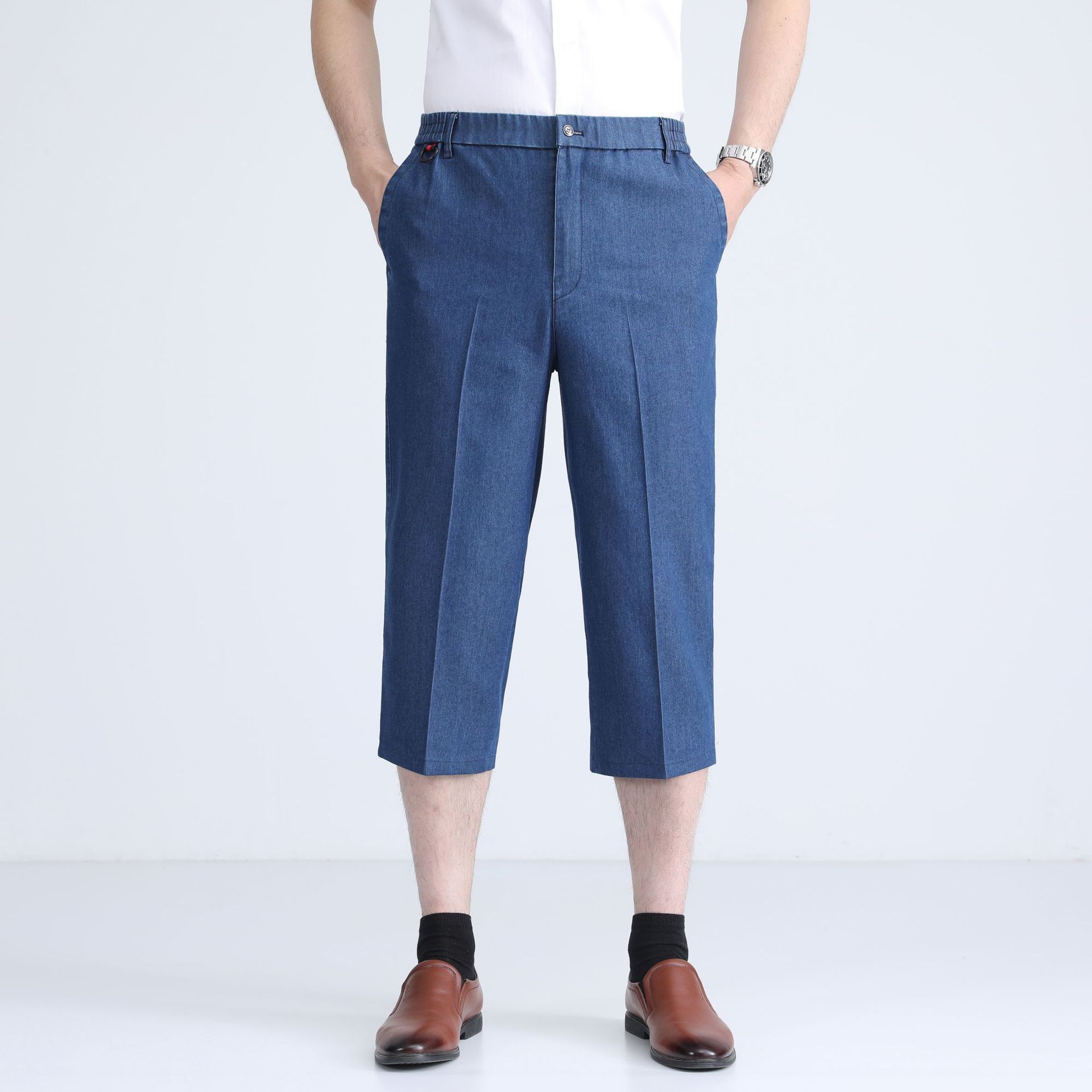 ストレートパンツ 快適七分丈ストレートパンツ